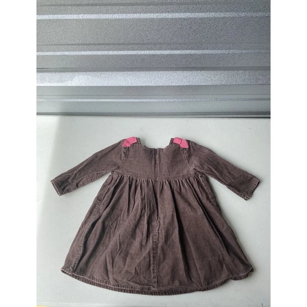 Gymboree Vintage 2007 Girls Brown Corduroy Smocked Cupcake Dress 18-24 Mos
